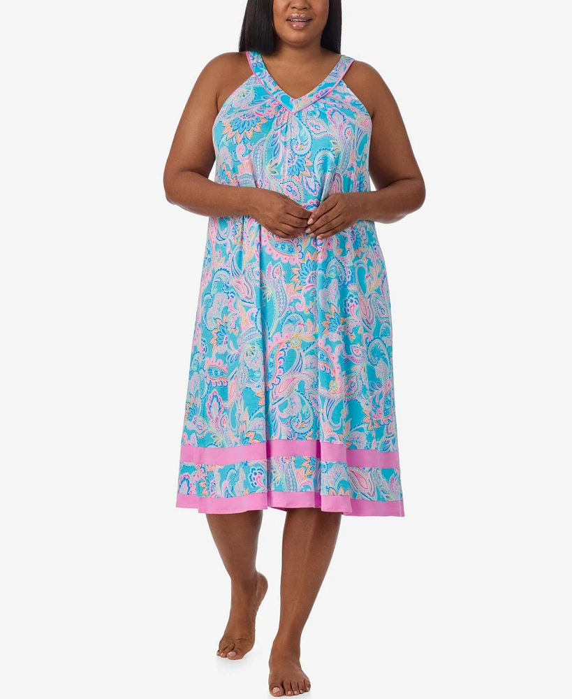 Ellen Tracy Plus Sleeveless Midi Nightgown