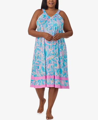 Ellen Tracy Plus Sleeveless Midi Nightgown