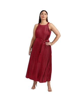 June + Vie Women's Pleated Halter Maxi Dress