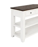 Casainc 48" Solid Pine Wood Top Console Table Cabinet with 3 Storage Drawers and 2 Shelves