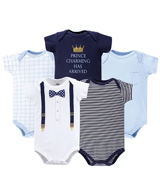 Little Treasure Baby Boy Cotton Bodysuits 5pk, Well Dressed, 18-24 Months