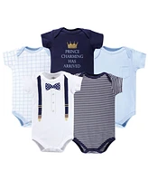 Little Treasure Baby Boy Cotton Bodysuits 5pk, Well Dressed, 18-24 Months