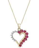 Ruby (3/4 ct. t.w.) and Diamond Accent Heart Pendant Necklace in 14k Gold