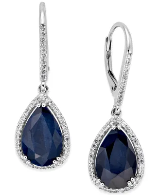 Black Sapphire (12 ct. t.w.) and White Topaz (1/2 ct. t.w.) Drop Earrings in Sterling Silver, Created for Macy's