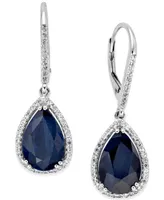 Black Sapphire (12 ct. t.w.) and White Topaz (1/2 ct. t.w.) Drop Earrings in Sterling Silver, Created for Macy's