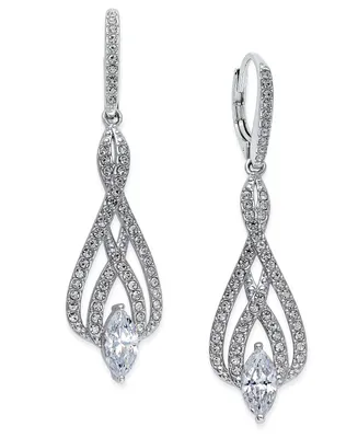 Eliot Danori Silver-Tone Marquise Crystal and Pave Drop Earrings, Created for Macy's