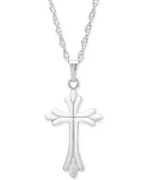 Embossed Cross Pendant Necklace in Sterling Silver