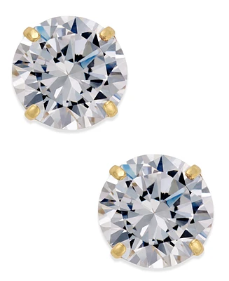 Cubic Zirconia Round Stud Earrings in 10k Gold