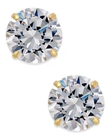 Cubic Zirconia Round Stud Earrings in 10k Gold