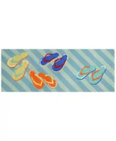 Liora Manne Front Porch Indoor Outdoor Flip Flops Blue Area Rug