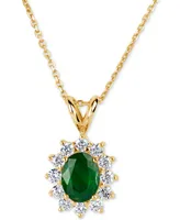 Emerald (1-1/10 ct. t.w.) and Diamond (5/8 ct. t.w.) Pendant Necklace in 14k Gold