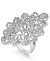 Diamond Filigree Statement Ring (1/10 ct. t.w.) Sterling Silver