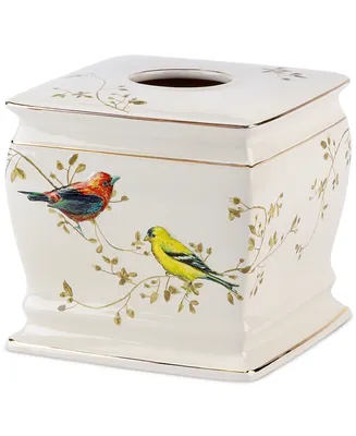 Avanti Gilded Birds Gold-Accent Ceramic Tissue Box Cover