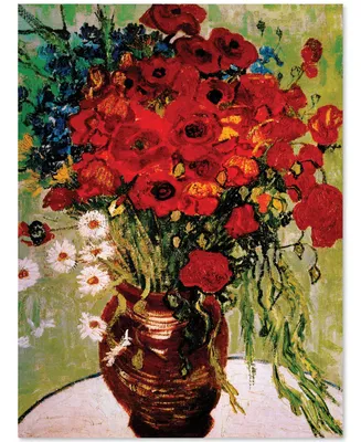 Daisie & Poppies by Vincent Van Gogh-Framed Canvas Art