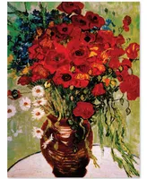 Daisie & Poppies by Vincent Van Gogh-Framed Canvas Art