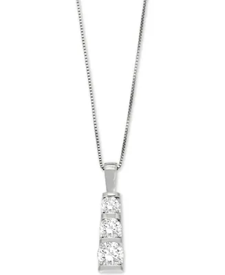 Diamond Three-Stone Linear Pendant Necklace (3/4 ct. t.w.) 14k White Gold or Yellow