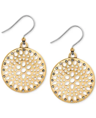 Lucky Brand Two-Tone Openwork Disc Drop Earrings - Two
