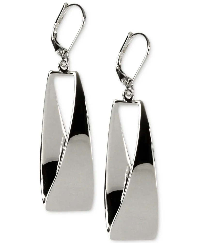 Anne Klein Twisted Metallic Drop Hoop Earrings