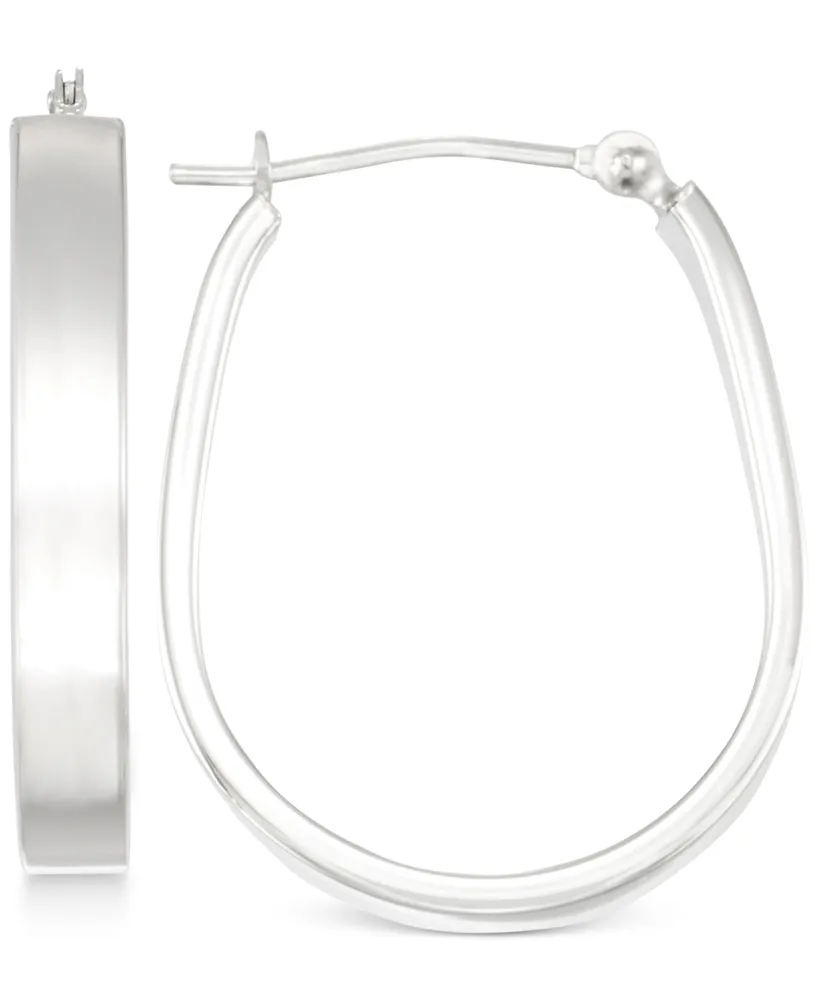 Polished Pear-Shape Hoop Earrings in 10k White Gold