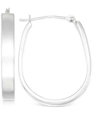 Polished Pear-Shape Hoop Earrings in 10k White Gold