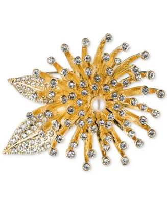 Anne Klein Gold-Tone Crystal Flower Burst Pin, Created for Macy's