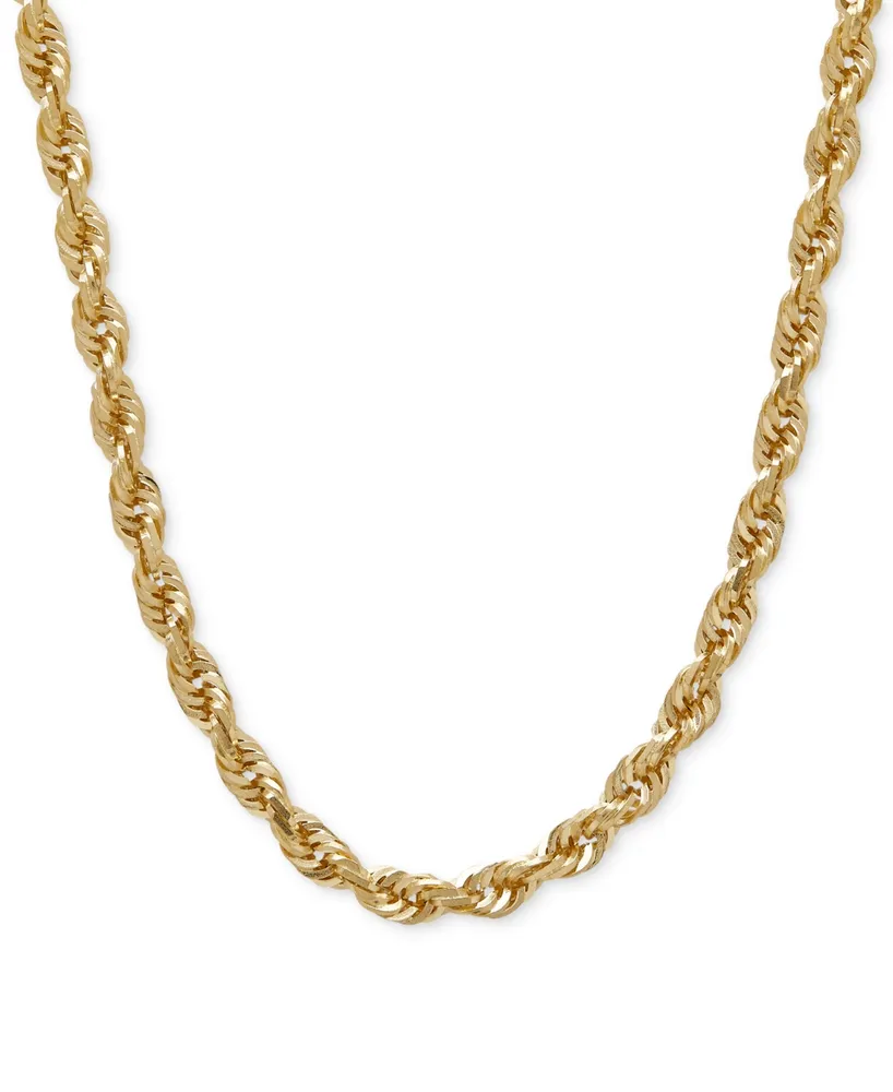 Solid Glitter Rope 22" Chain Necklace (4mm) in 14k Gold