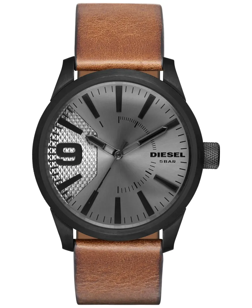 Diesel Men's Rasp Light Brown Leather Strap Watch 46x53mm DZ1764