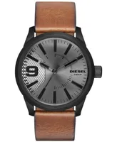 Diesel Men's Rasp Light Brown Leather Strap Watch 46x53mm DZ1764