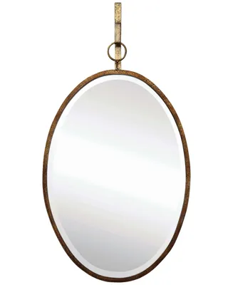 Oval Metal Framed Wall Mirror with Bracket, Gold