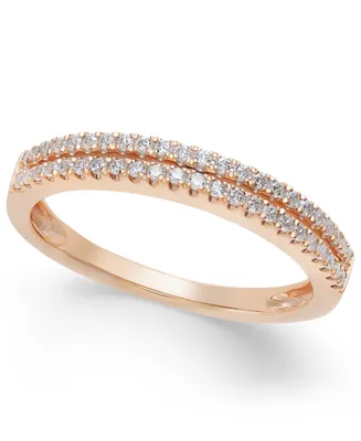 Diamond Double Row Band (1/4 ct. t.w.) in 14k Rose Gold