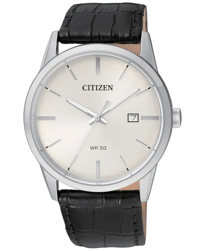 Citizen Men's Quartz Black Leather Strap Watch 39mm BI5000-01A