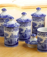 Spode Blue Italian Spice Jars, Set of 6
