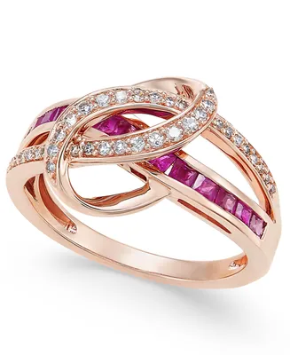 Ruby (1 ct. t.w.) and Diamond (1/5 ct. t.w.) Swirl Ring in 14k Gold (Also Available in Emerald)