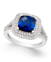 Lab-Grown Sapphire (2-1/2 ct. t.w.) and White (1/2 Ring Sterling Silver