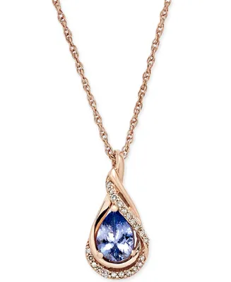 Tanzanite (5/8 ct. t.w.) and Diamond Accent Pendant Necklace in 14k Rose Gold
