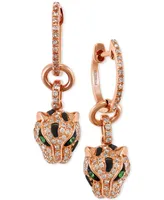 Signature by Effy Diamond (3/8 ct. t.w.) and Tsavorite Accent Panther Drop Earrings in 14k Rose Gold