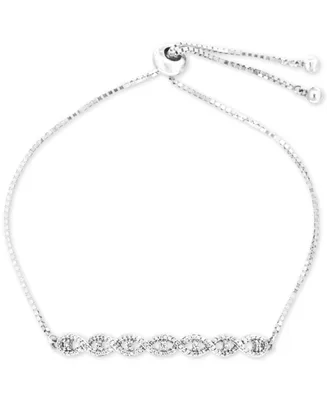 Wrapped Diamond Twist Bolo Bracelet (1/4 ct. t.w.) in Sterling Silver, Created for Macy's