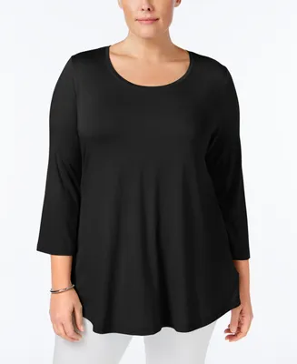 Jm Collection Plus 3/4-Sleeve Top, Created for Macy's