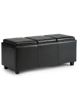 Avalon Faux Leather Storage Ottoman with 3 Trays