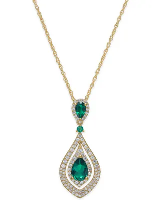 Sapphire (1-1/4 ct. t.w.) and Diamond (1/2 Pendant Necklace 14k Gold (Also available Ruby Emerald)