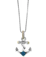 Effy Balissima Blue Topaz Anchor Pendant Necklace (7/8 ct. t.w.) in Sterling Silver and 18k Gold