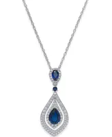 Sapphire (1-1/4 ct. t.w.) and Diamond (1/2 ct. t.w.) Pendant Necklace in 14k Gold (Also available in Ruby and Emerald)