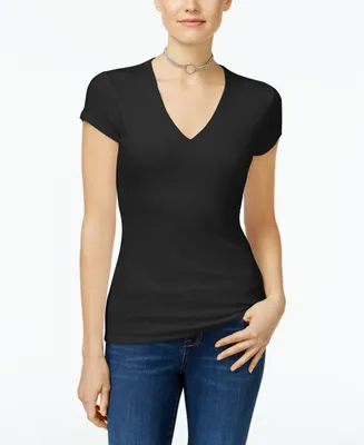 I.n.c. International Concepts Women's Ribbed V-Neck Top, Created for Macy's