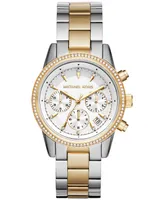 Michael Kors Women's Chronograph Ritz Two-Tone Stainless Steel Bracelet Watch 37mm - Two