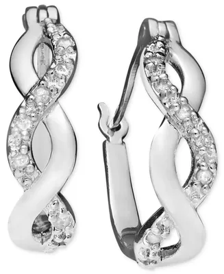 Diamond Infinity Hoop Extra Small Earrings in 18k Gold and Sterling Silver (1/10 ct. t.w.)