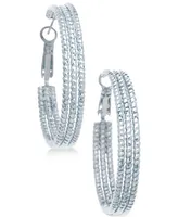 Guess 1 1/2" Textured Hoop Earrings