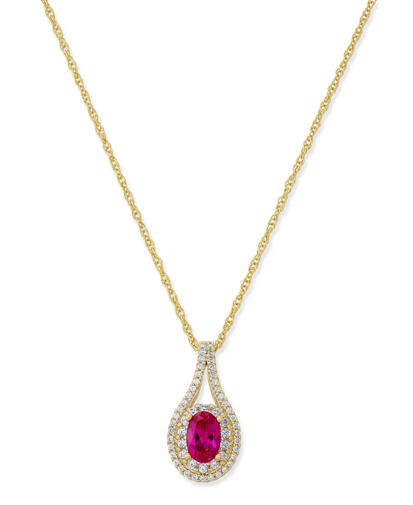 Ruby (1/2 ct. t.w.) & Diamond (1/4 ct. t.w.) Pendant Necklace in 14k Gold