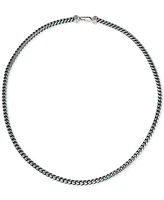 Esquire Men's Jewelry Fox Chain Necklace in Stainless Steel and Blue Ion-Plate, Created for Macy's