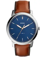 Fossil Men's The Minimalist Brown Leather Strap Watch 44mm