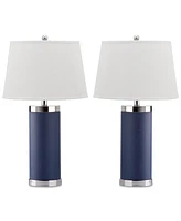 Safavieh Set of 2 Leather Column Table Lamps